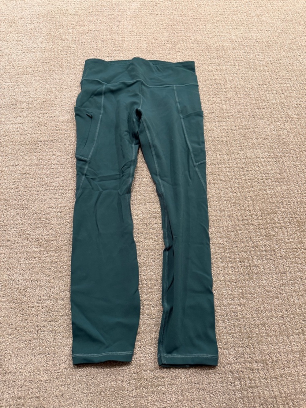 Athleta High-Waist Forest Green Active Leggings with Side Pockets
